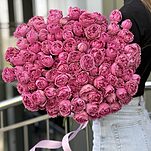 Букет Розовые сладости из 35 веток с кустовыми пионовидными розами