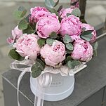 Коробка Анси из 11 пионов и эвкалипта