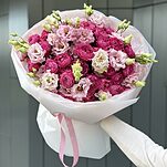 Букет Летний вечер Стандарт из пионовидных роз и эустомы