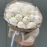 Букет Белое лето из 19 пионов