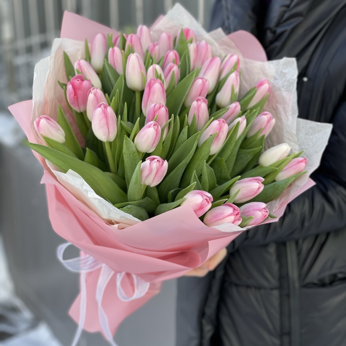 Букет Шарм из розовых тюльпанов