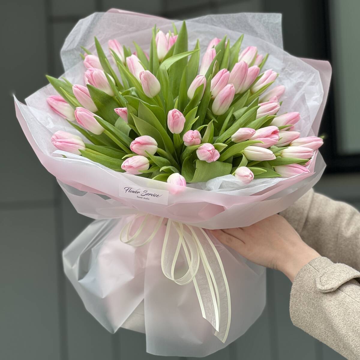 Букет Моя Весна из 51 розового тюльпана