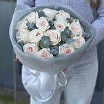 Букет Охара из 15 одноголовых пионовидных роз