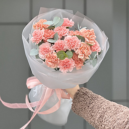 Букет Брют из 15 диантусов и эвкалипта