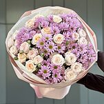 Букет Мартовское солнце из роз и хризантемы