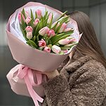 Букет Моя Весна из 25 розовых тюльпанов