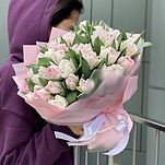 Букет Фокстрот из 51 пионовидных тюльпанов