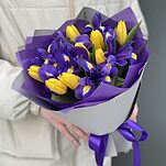 Букет Фианит Мини из ирисов и тюльпанов