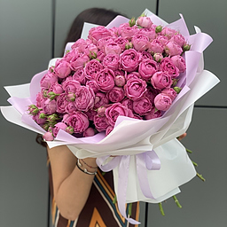 Букет Розовые сладости из 25 веток пионовидных роз сорта мисти