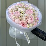 Букет Касабланка L из пионов и танацетума