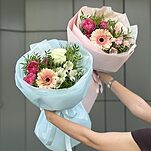 Букет Предвкушение из герберы, роз и альстромерии