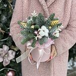 Коробочка Снежная зима из нобилиса, хлопка и декора