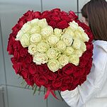 Букет из 101 розы с сердцем