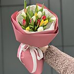 Букет Фломастеры из 15 тюльпанов микс