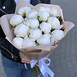 Букет Белое лето из 15 пионов