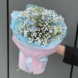 Букет Небо Дамаска из гипсофилы и оксипеталума