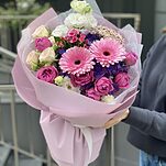 Букет Фруктовый Десерт из Гербер, гортензии, бувардии, озотамнуса, эустомы и кустовых роз