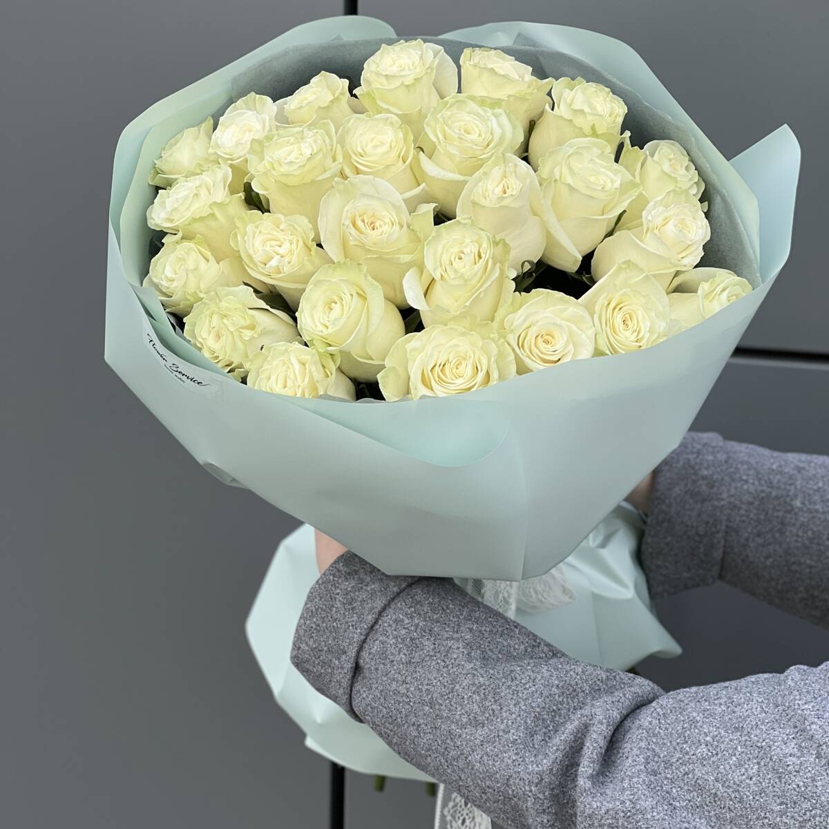 Букет Лайм из 25 белых роз