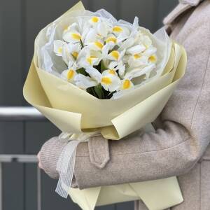 Букет Ириска из 9 белых ирисов