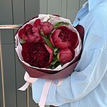 Букет Кармен из 5 бордовых пионов
