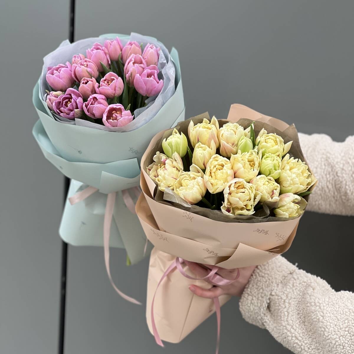 Букет Краски весны из пионовидных тюльпанов