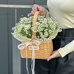 Корзинка Ромашка S из 13 веточек танацетума