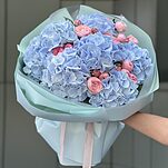 Букет Леонардо Макси из гортензий и пионовидных роз сильвия пинк