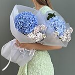 Букет Глубокий Океан из гортензии и маттиолы