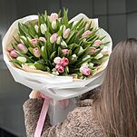 Букет Сладость из 51 белых и розовых тюльпанов