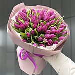 Букет Черничный Мусс из 65 малиновых тюльпанов