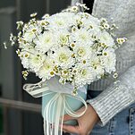 Композиция Ромашковое Поле из хризантемы алтай и танацетума