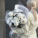 Букет Лунный Свет из хризантем и георгин