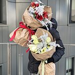 ДуоБукет Дивная Зима из амариллисов и аспарагуса