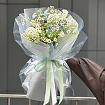 Букет Фруктовый Сад S из танацетума, сирени, оксипеталума и тласпи