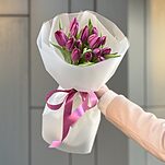 Букет Черничный Восторг из 15 фиолетовых тюльпанов