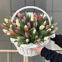 Композиция Секрет Весны из 75 тюльпанов микс
