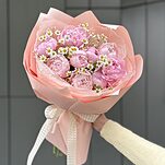 Букет Касабланка M из пионов и танацетума