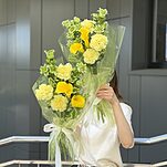 Букет Лаймовый Сорбет из калл, диантусов и кампанулы