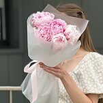 Букет Розовое лето из 5 пионов
