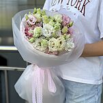 Букет Дуо из белой и розовой эустомы